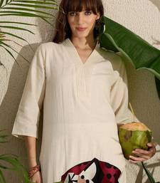 Animal Embroidered Thread Work Pure Cotton Kurta with Palazzos