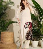 Animal Embroidered Thread Work Pure Cotton Kurta with Palazzos
