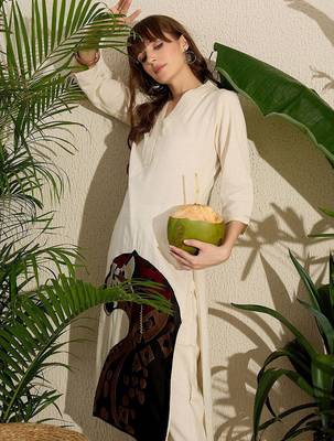 Animal Embroidered Thread Work Pure Cotton Kurta with Palazzos 6