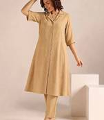 Women Regular Silk Crepe Kurta with Trousers