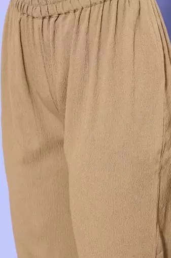 Women Regular Silk Crepe Kurta with Trousers
