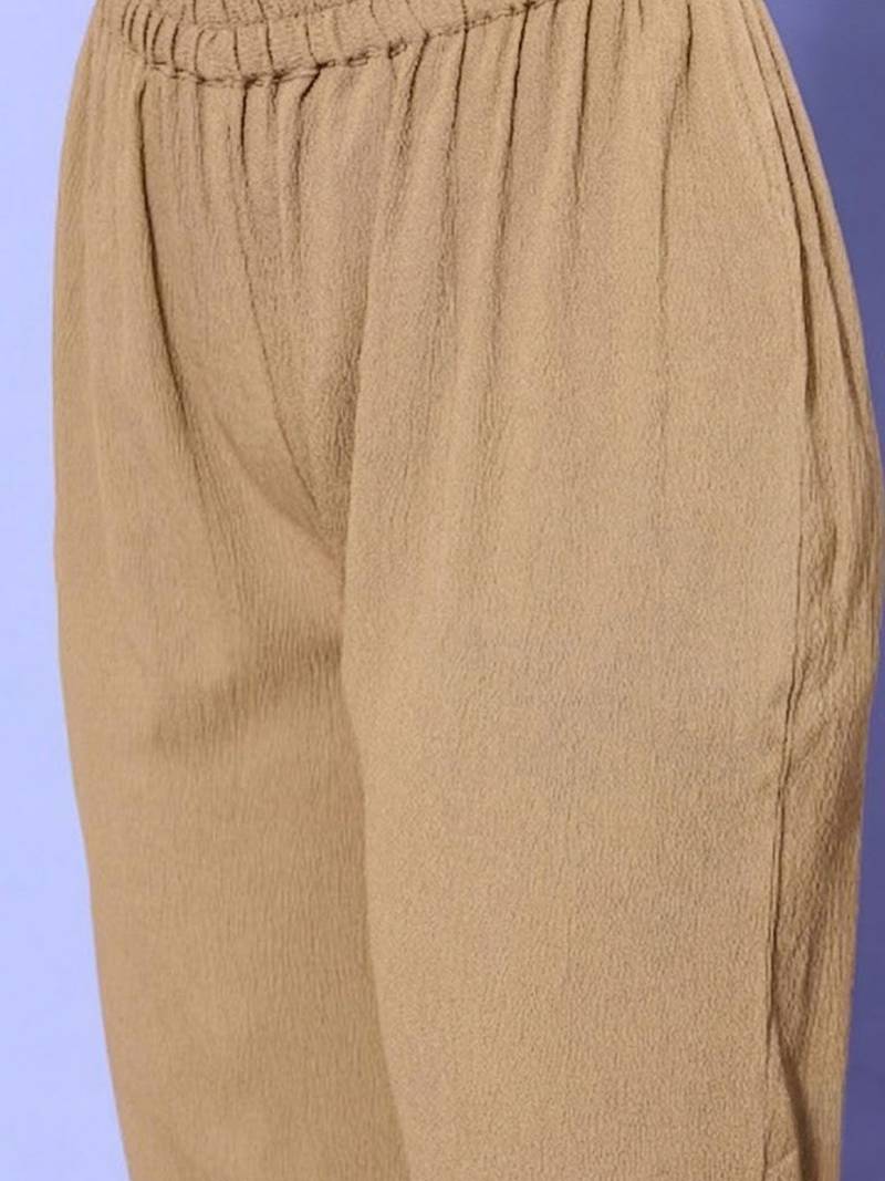 Women Regular Silk Crepe Kurta with Trousers