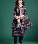 Printed Panelled Sequinned Pure Cotton Kurta With Trousers & Dupatta