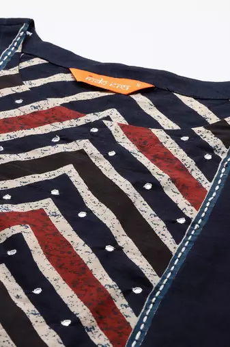 Printed Panelled Sequinned Pure Cotton Kurta With Trousers & Dupatta