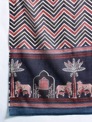 Printed Panelled Sequinned Pure Cotton Kurta With Trousers & Dupatta 5