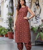 Women Ethnic Motifs Printed Regular Pure Cotton Kurta with Patiala