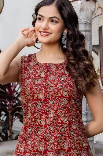 Women Ethnic Motifs Printed Regular Pure Cotton Kurta with Patiala