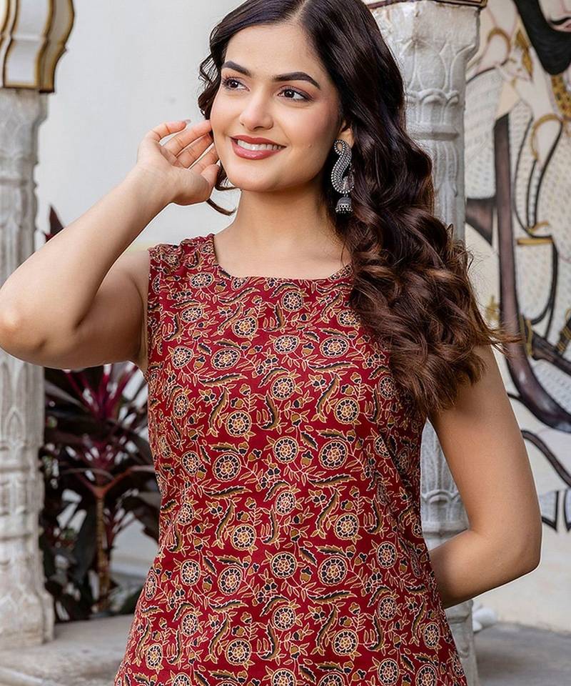 Women Ethnic Motifs Printed Regular Pure Cotton Kurta with Patiala