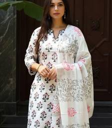 Women Ethnic Motifs Printed Regular Pure Cotton Kurta & Trousers With Dupatta