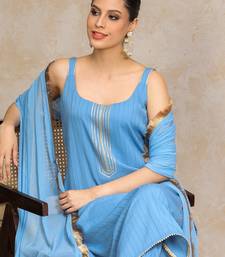 Women Yoke Design Regular Silk Crepe Kurta with Trousers & With Dupatta