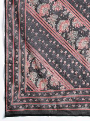 Floral Yoke Design Thread Work Kurta With Trousers & Dupatta 5