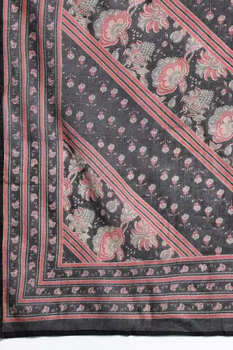 Floral Yoke Design Thread Work Kurta With Trousers & Dupatta