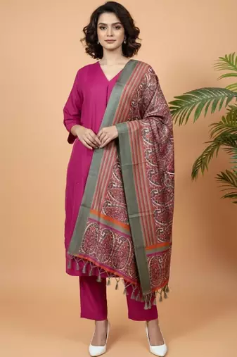 Women Ethnic Motifs Regular Kurta with Trousers & With Dupatta