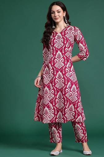 Women Ethnic Motifs Printed Pure Cotton Kurta with Trousers