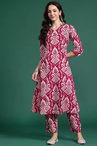 Women Ethnic Motifs Printed Pure Cotton Kurta with Trousers