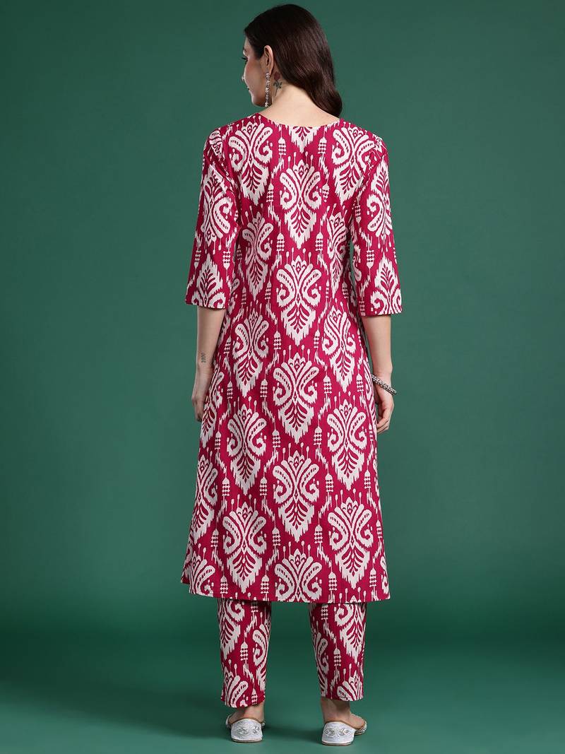 Women Ethnic Motifs Printed Pure Cotton Kurta with Trousers