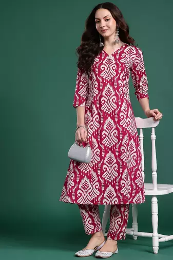 Women Ethnic Motifs Printed Pure Cotton Kurta with Trousers