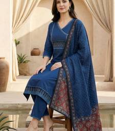 Women Ethnic Motifs Printed Regular Pure Cotton Kurta with Trousers & With Dupatta
