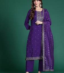 Ethnic Motifs Embroidered Sequinned Kurta with Trousers & Dupatta