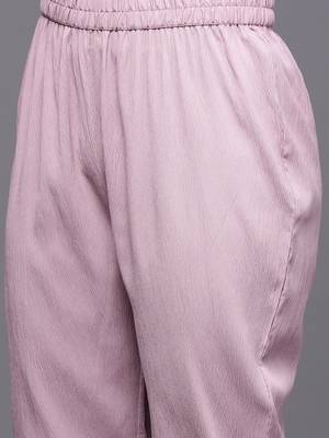 Women Solid V Neck Gathered Empire Kurta with Solid Trousers 3