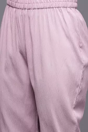 Women Solid V Neck Gathered Empire Kurta with Solid Trousers