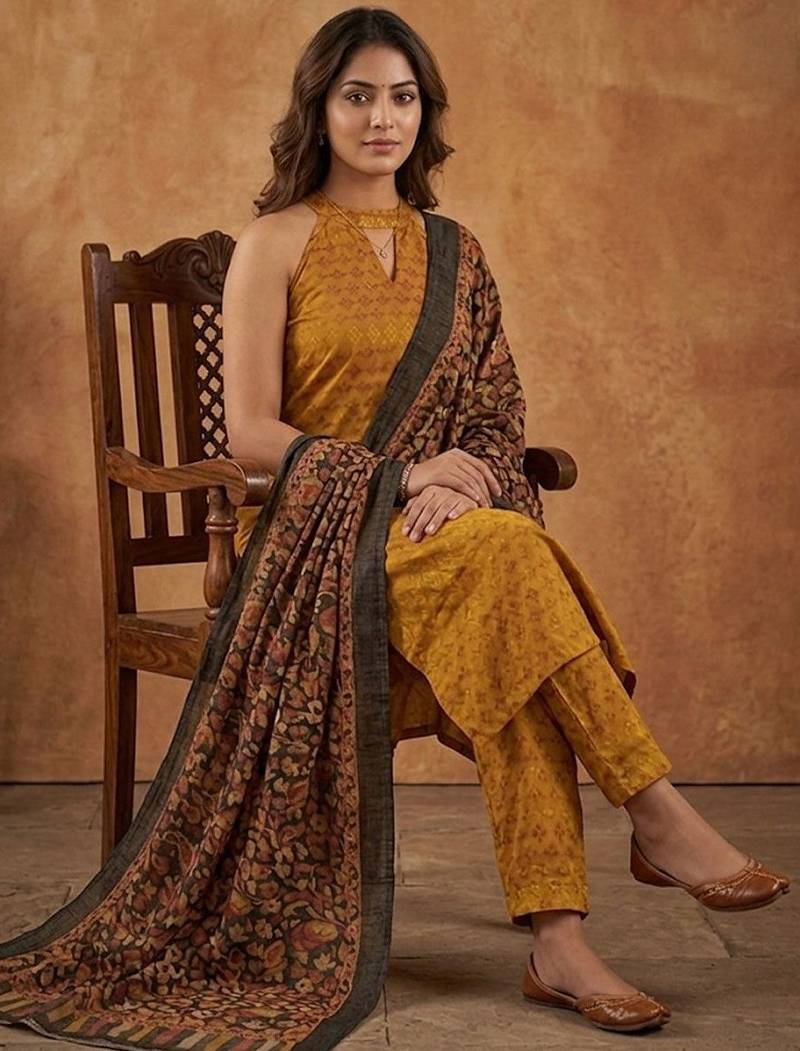 Women Regular Kurta with Trousers & With Dupatta