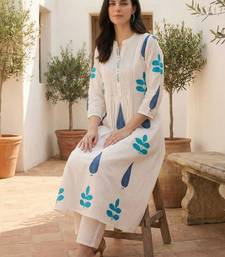 Women Ethnic Motifs Printed Panelled Mirror Work Pure Cotton Kurta with Trousers
