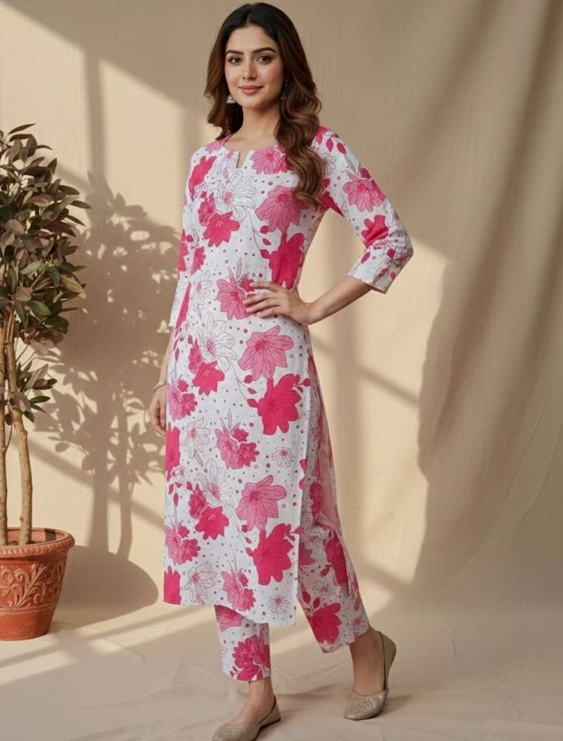 Women Floral Printed Regular Kurta with Trousers