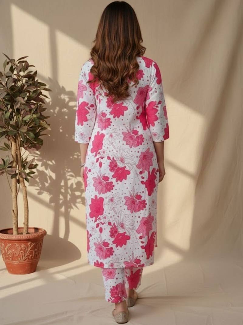 Women Floral Printed Regular Kurta with Trousers