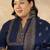 Plus Size Blue Printed Straight Kurta Trousers With Dupatta Set