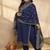 Plus Size Blue Printed Straight Kurta Trousers With Dupatta Set