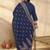 Plus Size Blue Printed Straight Kurta Trousers With Dupatta Set