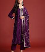 Floral Embroidered Sequinned Kurta With Trousers & Dupatta