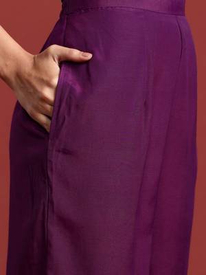Floral Embroidered Sequinned Kurta With Trousers & Dupatta 4