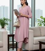 Women Tiered Silk Crepe Kurta with Trousers
