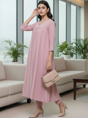 Women Tiered Silk Crepe Kurta with Trousers 2