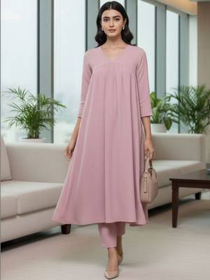 Women Tiered Silk Crepe Kurta with Trousers 6