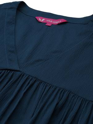 Teal Blue Alia Cute Gathered A-Line Flared Kurta with Trouser 2
