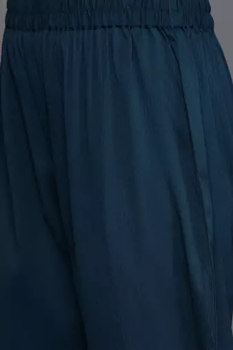 Teal Blue Alia Cute Gathered A-Line Flared Kurta with Trouser