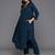 Teal Blue Alia Cute Gathered A-Line Flared Kurta with Trouser