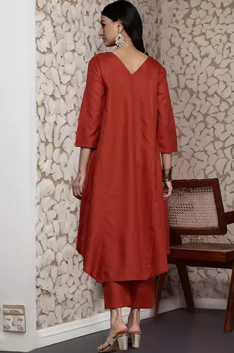 Women Solid Front Pleated A Line Republic Day Kurta Set