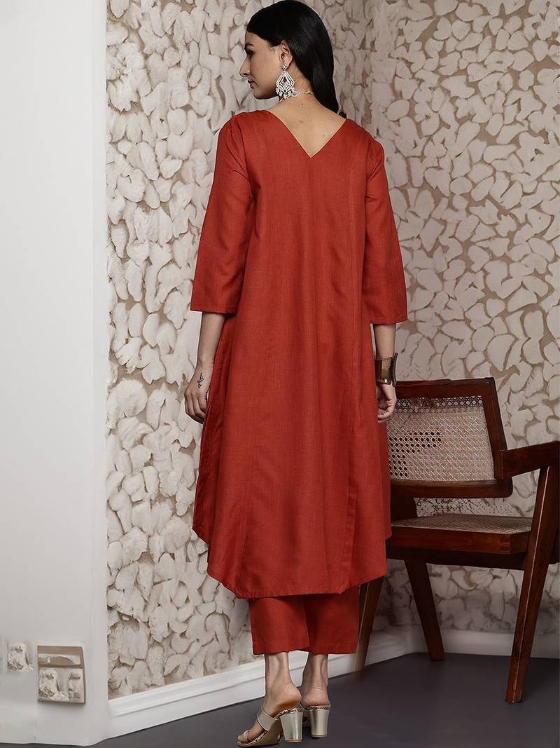 Women Solid Front Pleated A Line Republic Day Kurta Set