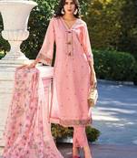 Women Floral Embroidered Thread Work Linen Kurta with Trousers & With Dupatta