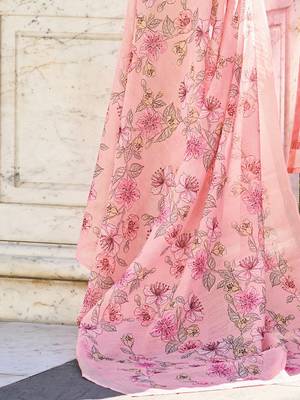 Women Floral Embroidered Thread Work Linen Kurta with Trousers & With Dupatta 5
