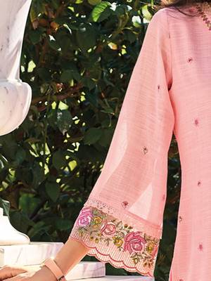 Women Floral Embroidered Thread Work Linen Kurta with Trousers & With Dupatta 6