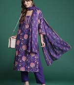 Floral Printed Beads & Stones Pure Cotton Kurta with Trousers & With Dupatta