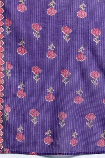 Floral Printed Beads & Stones Pure Cotton Kurta with Trousers & With Dupatta