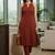 Women Striped Regular Silk Crepe Kurta with Trousers