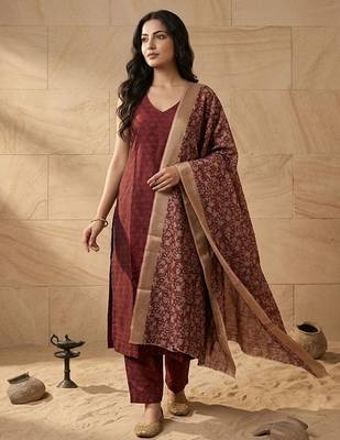 Women Regular Kurta with Trousers & With Dupatta 1