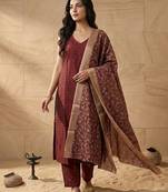 Women Regular Kurta with Trousers & With Dupatta